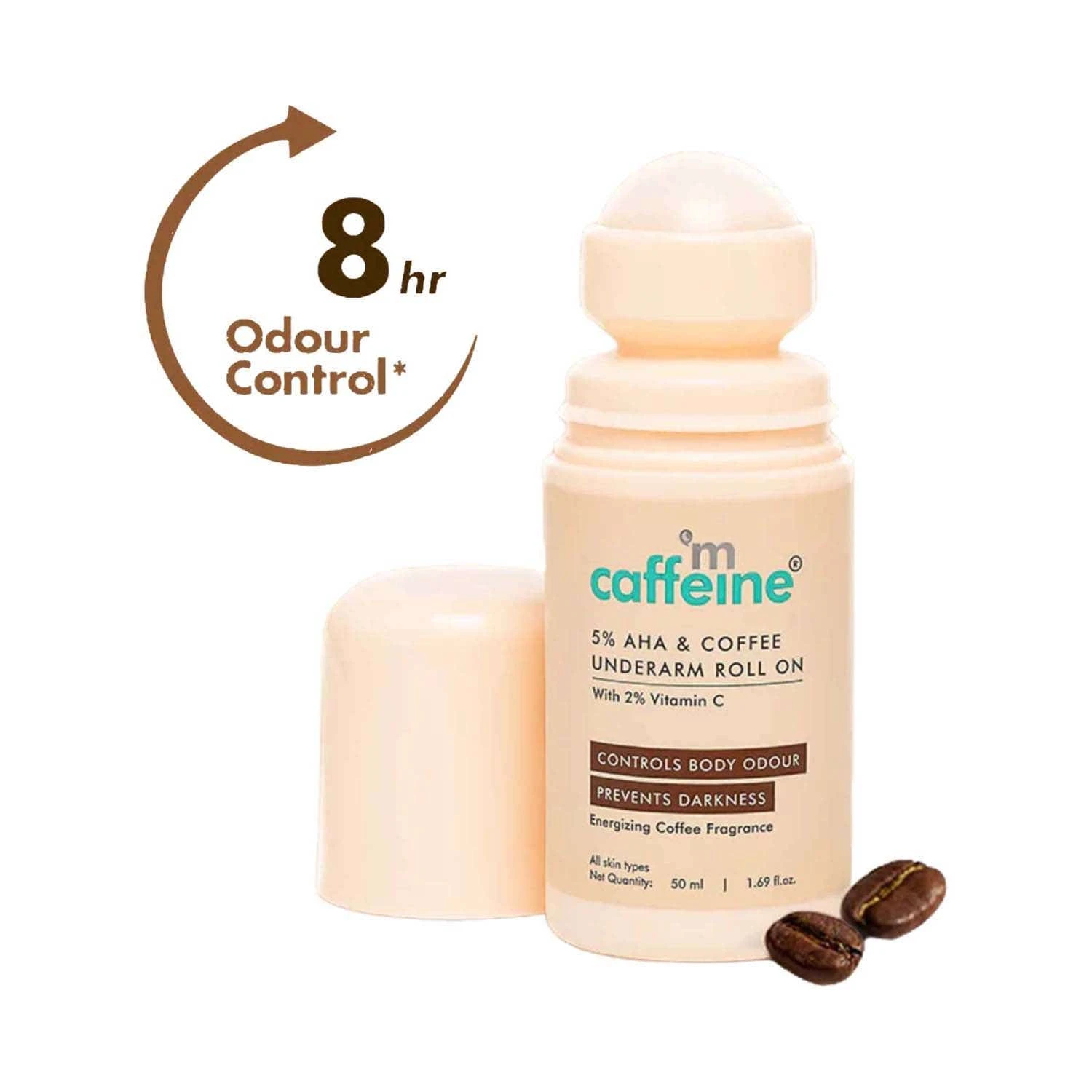 aNLPtbtht-1144211-1 mCaffeine 5% AHA Underarm Roll On with Coffee (50 ml) - Image 1