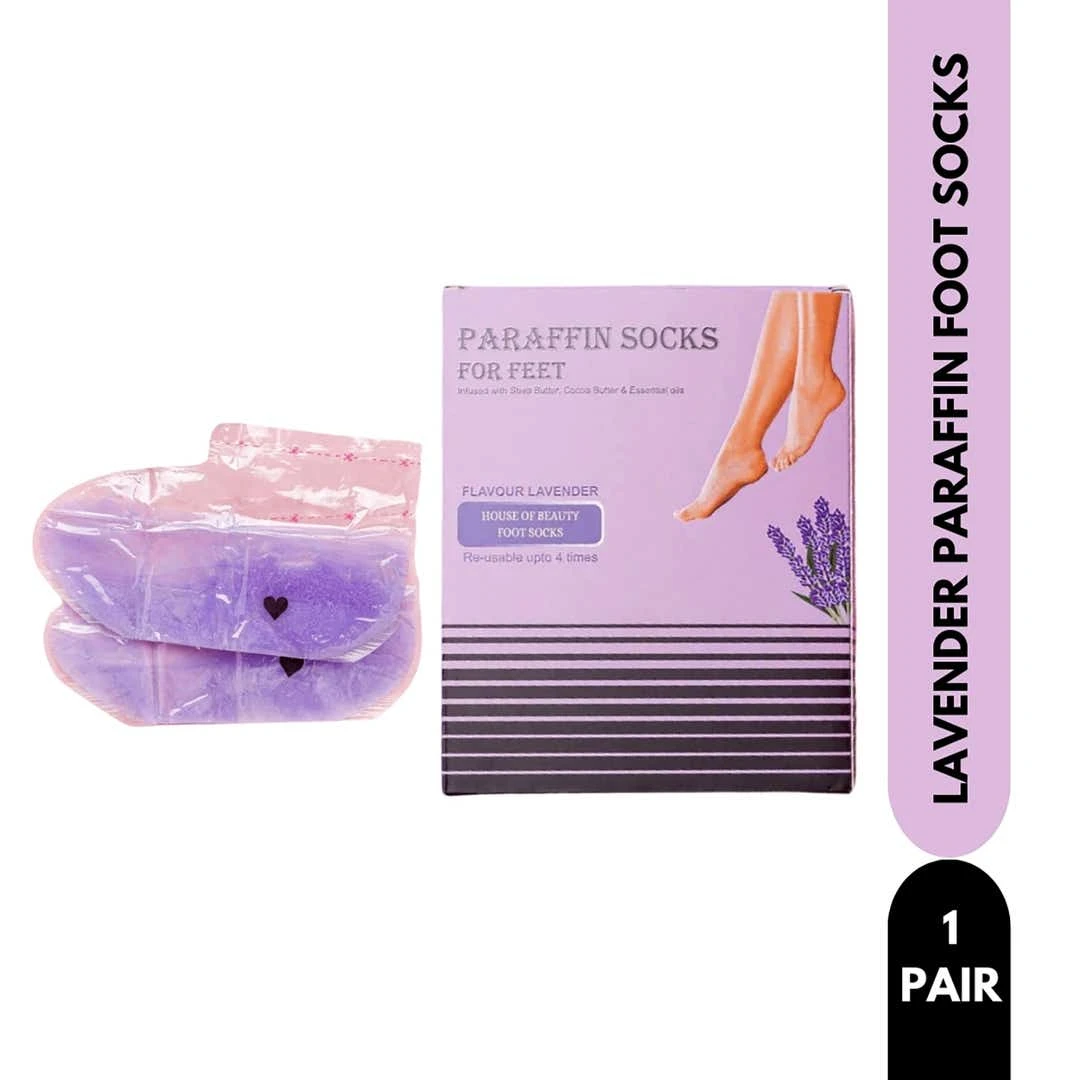 lMR3jH98o-981525_1 House of Beauty Lavender Paraffin Foot Socks Reusable For Home Pedicure For Smooth Feet (1 Pair) - Image 1