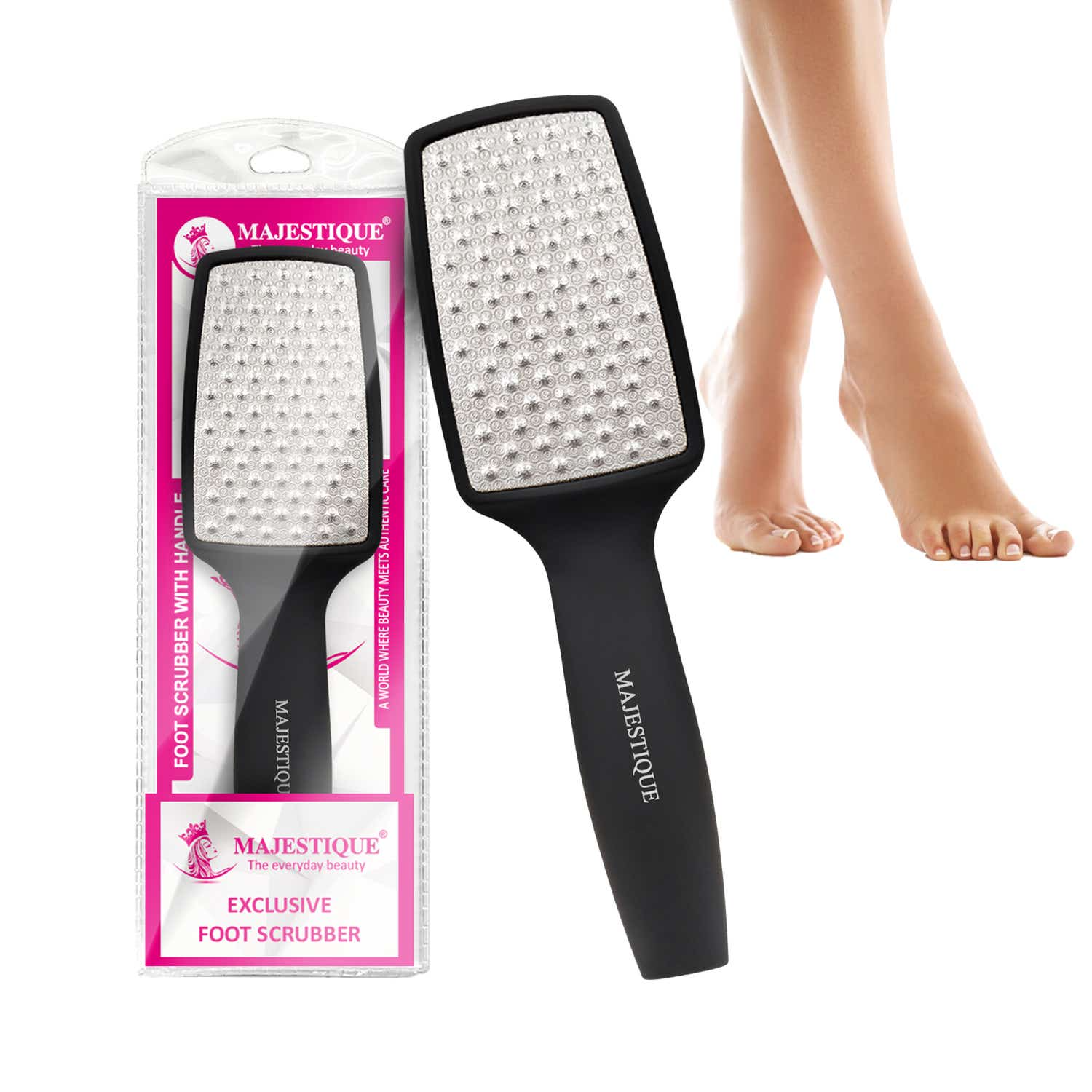 qhXA27z5ZJ-1071595_1 Majestique Dual Side Foot Scrubber With Handle - Image 1