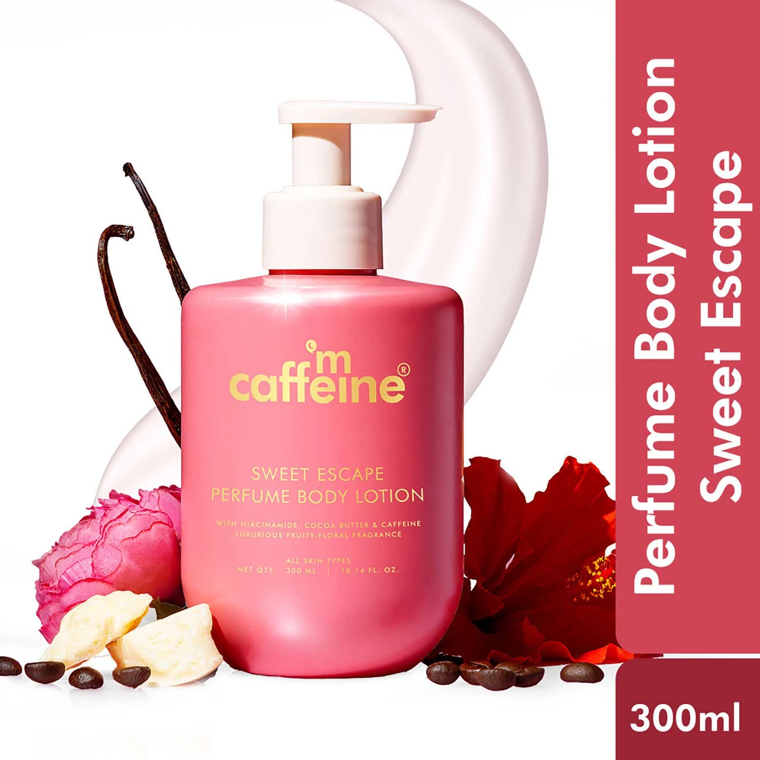 vM3LEIDteh-1161677_1 mCaffeine Sweet Escape Perfume Body Lotion with Niacinamide, Cocoa Butter,Fruity-Floral Fragrance (300 ml) - Image 1